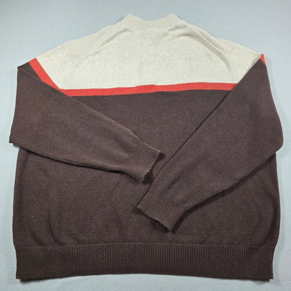 George Mens 3XL Brown Quarter Zip Sweater Colorblock Cotton Blend - Picture 5 of 8